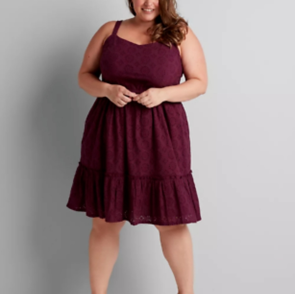 Never worn new Lane Bryant purple eyelet dress with adjustable straps